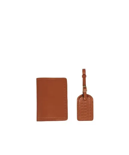 Leather passport case and suitcase tag