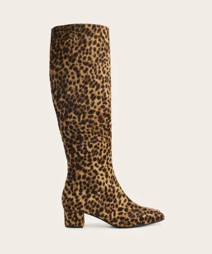 Leo-printed knee-high boots