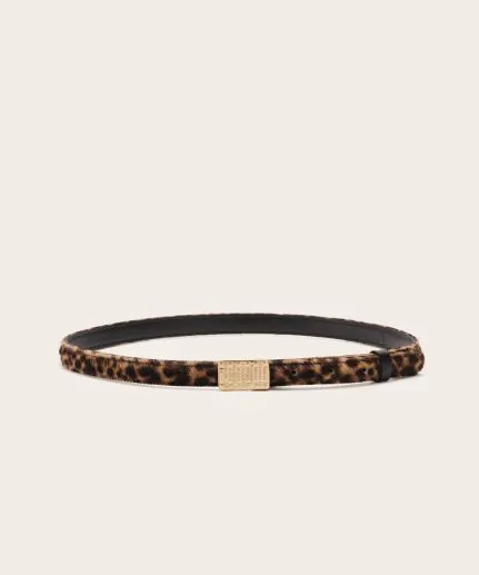 Leopard-print calf hair belt