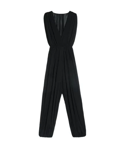 Light jersey jumpsuit with gathering details