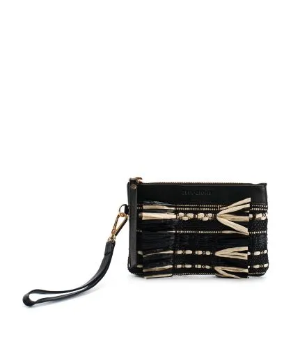 Loomed raffia pouch