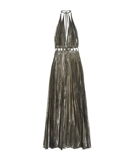 Maxi pleated halterneck dress