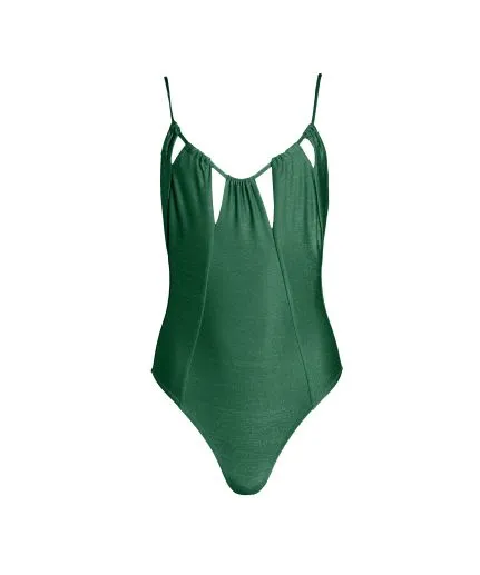 Metallic swimsuit with cutouts
