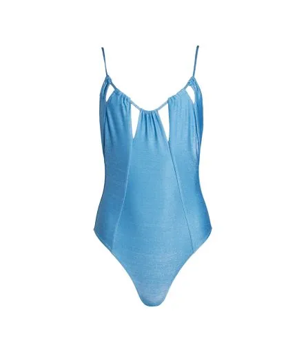 Metallic swimsuit with cutouts