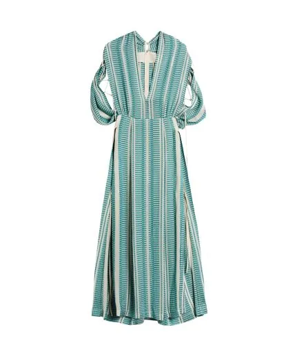 Midi silk dress with cutout details