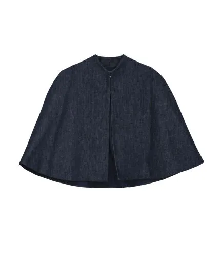 Mini embroidered denim cape