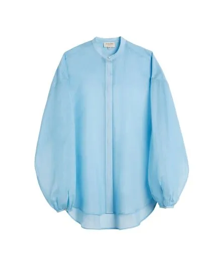 Organza shirt with balloon sleeves