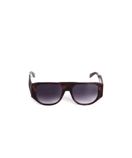 Oversized retro-squared sunglasses with engraved details and wide temples