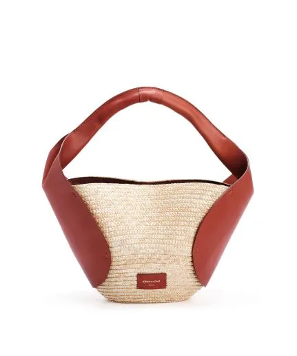 Raffia bag with leather details