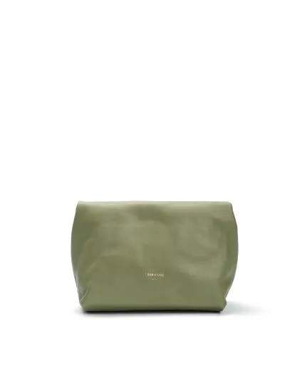 Rollup leather pouch with stitching details