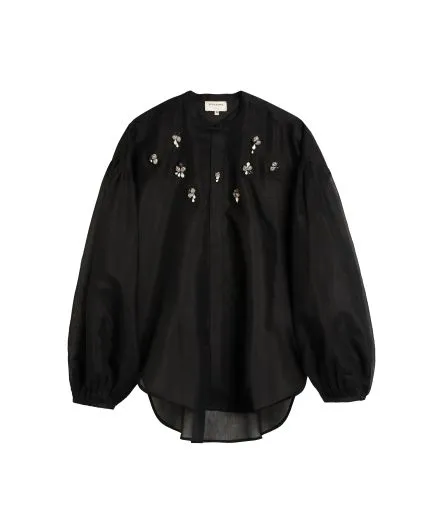 Shirt with embroidered Swarovski crystals