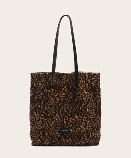 Shopper bag with leopard ponyskin