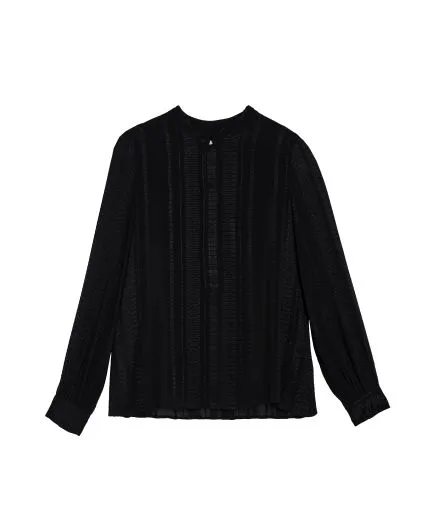 Signature Mao collar blouse made of spathoto textured silk