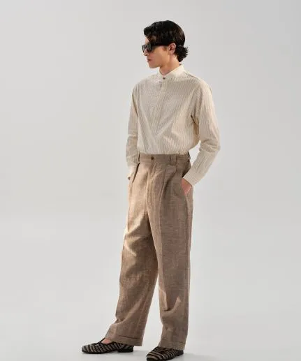 Signature mao-collar blouse with canvas details