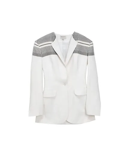 Silk blazer with embroidered shoulders