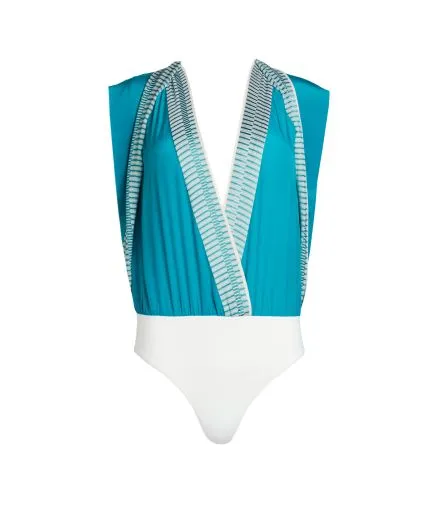 Silk bodysuit with deep v-neck