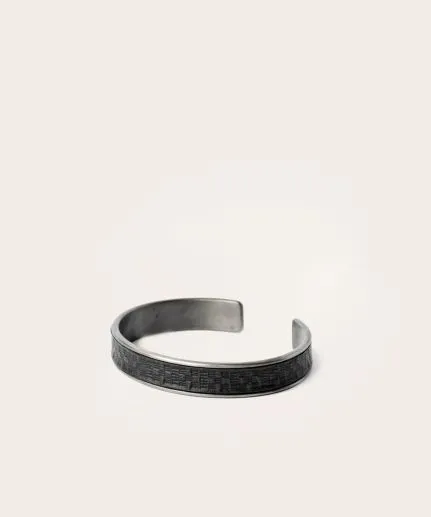 Silver embossed leather cuff