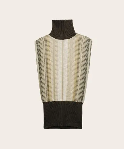 Sleeveless turtleneck top with wool details