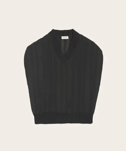 Sleeveless V-neck top with wool details
