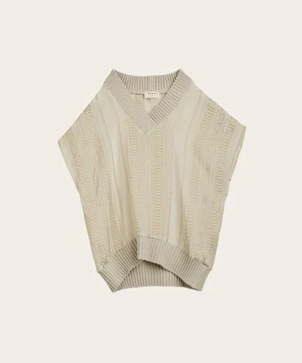 Sleeveless V-neck top with wool details