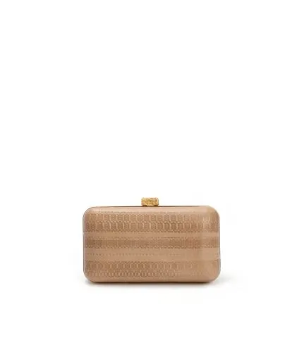 Small embossed leather clutch with metallic frame