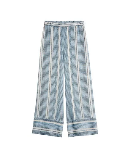Textured silk cropped trousers