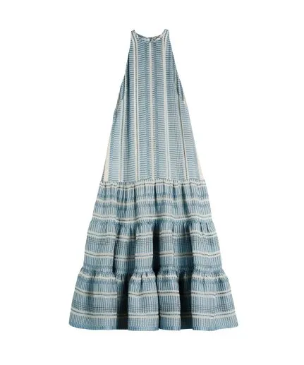 Textured silk midi flared dress