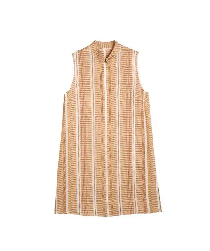 Textured silk mini dress with mao collar