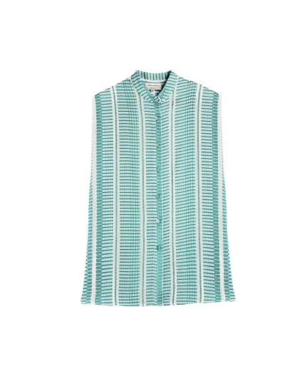 Textured silk sleeveless shirt