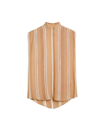 Textured silk top with open back
