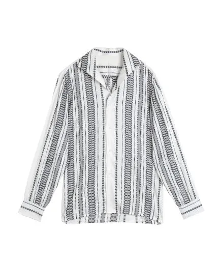 Textured spathoto fabric shirt with pointed-style collar
