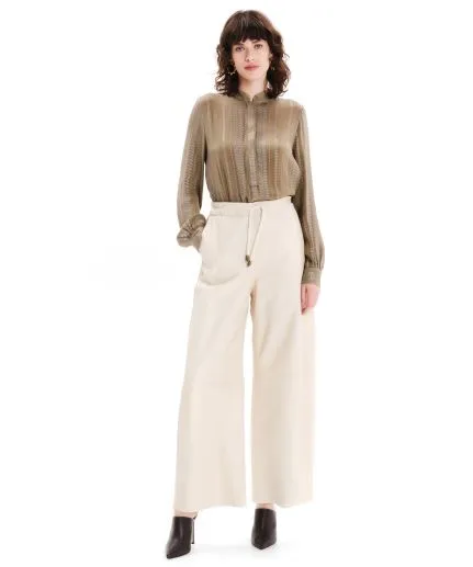 Unique signature crafted silk blouse