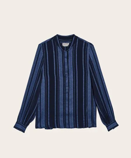 Unique signature crafted silk blouse