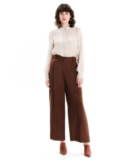 Unique signature crafted silk blouse