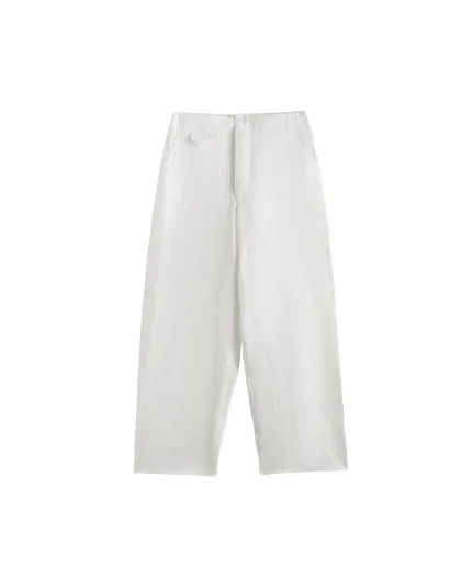 Wide-leg linen trousers with pockets