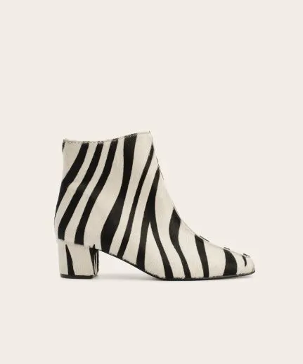Zebra-print ankle boots